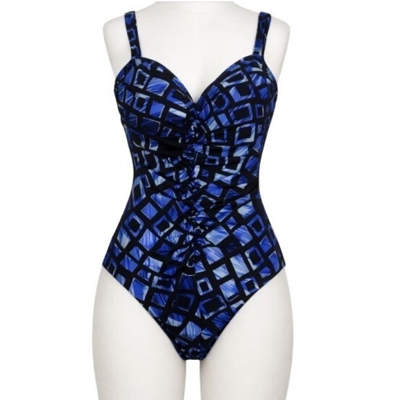 Miraclesuit Other - MiracleSuit Slimming Blue Black Pattern One Piece Swimsuit Size 10